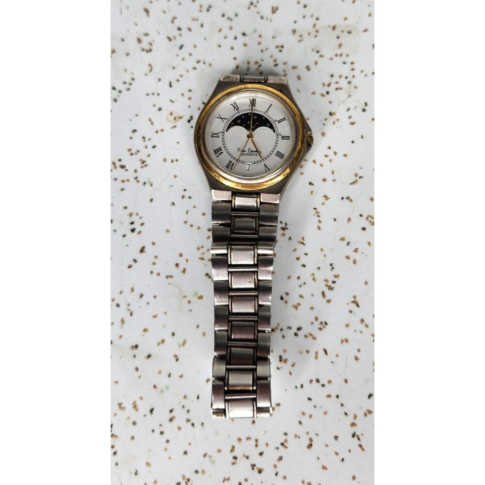 Vintage Pierre Cardin Moon Phase Calendar Quartz Wrist Watch *No Battery*